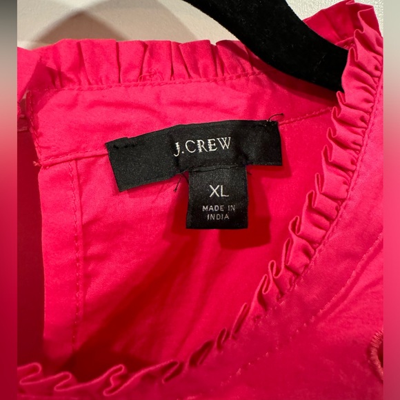J CREW XL Fuchsia Pink Embroidered Eyelet blouse - Picture 4 of 10